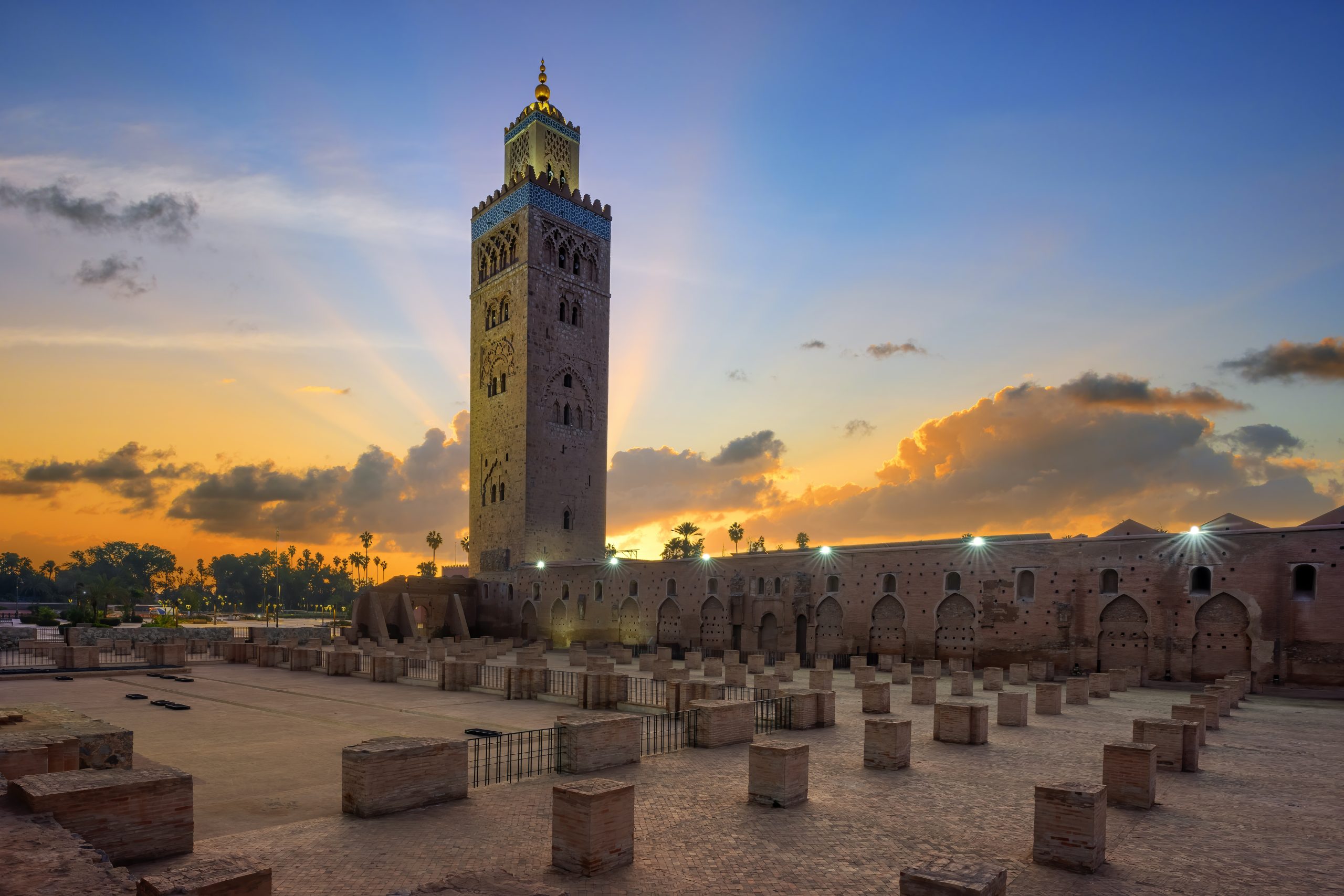 La mosquée Koutoubia de Marrakech au lever du soleil